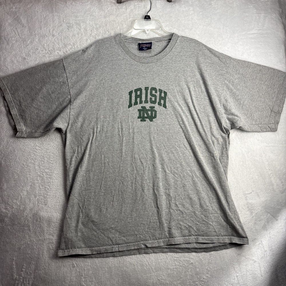 Vintage Jansport 2XL Irish Norte Dame Gray Shirt Made in USA